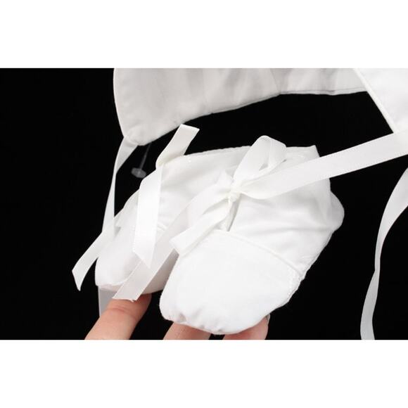 Vintage New 6 Mos Baptism Christening Gown Set Dress Hat Booties Old Stock - Picture 9 of 15